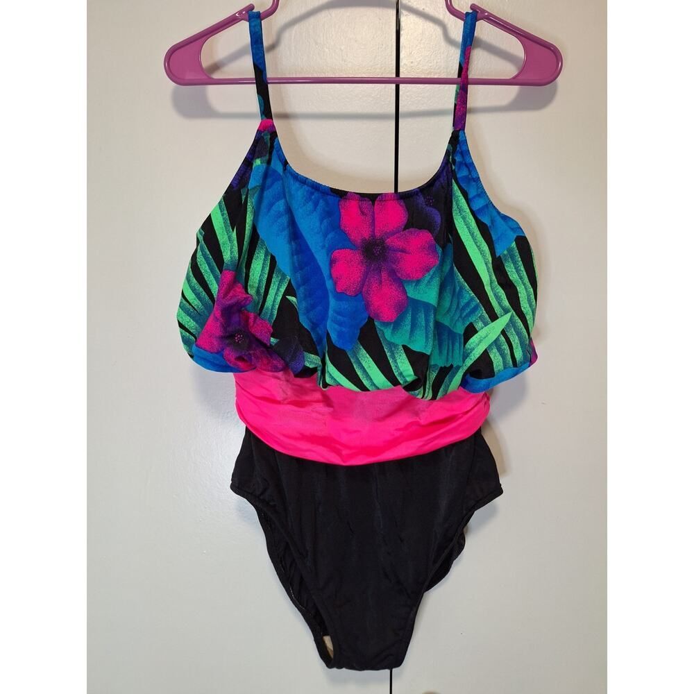 Pacific Connections Swimwear Vintage One Piece Bathing Suit Womens Sz 14